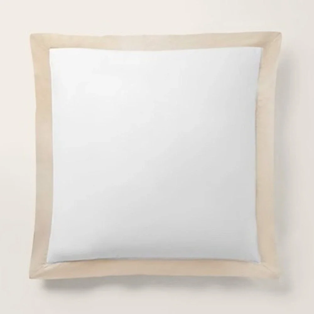 Ralph Lauren Organic Sateen Border European Sham Coastal Sand 26x26 Neutral NEW